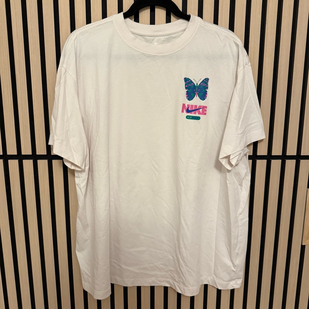 Nike White Tee with Vibrant Butterfly Design